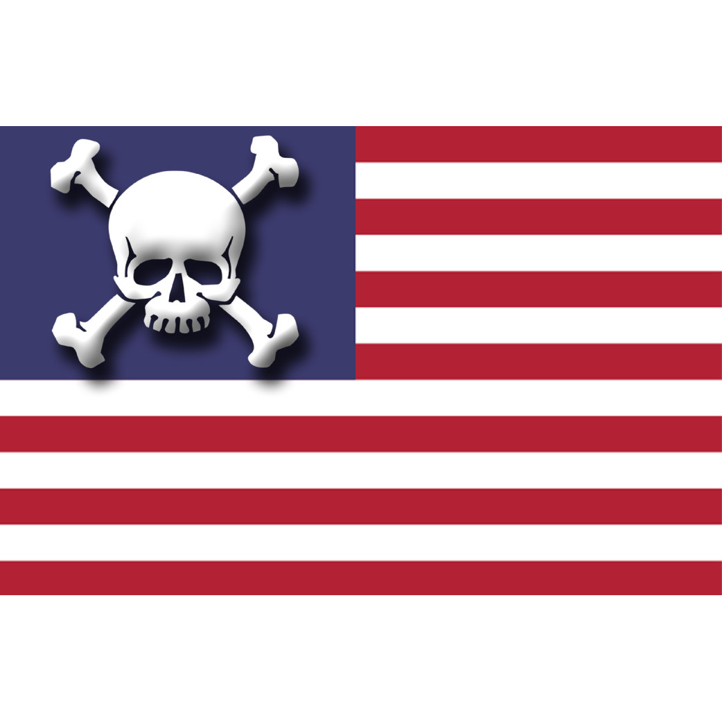 drapeau US crâne - 9.5x6.3cm - Sticker/autocollant