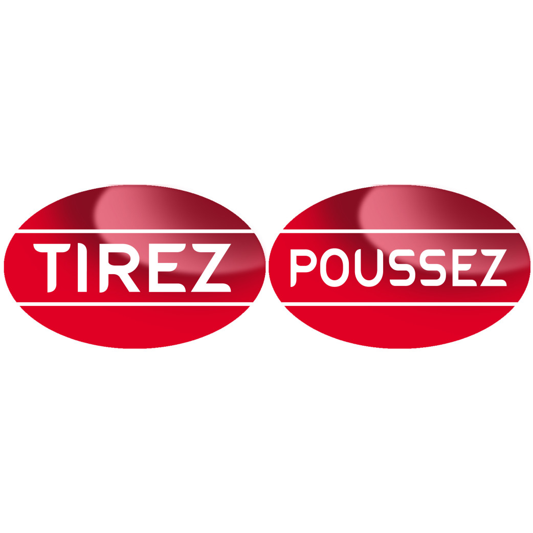 poussez tirez rouge (2fois 8x5cm) - Sticker/autocollant