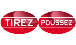 poussez tirez rouge (2 stickers de 8x5cm) - Sticker /autocollant