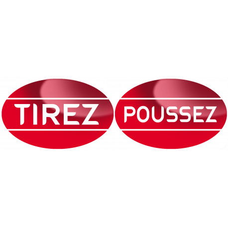 poussez tirez rouge (2 stickers de 8x5cm) - Sticker /autocollant