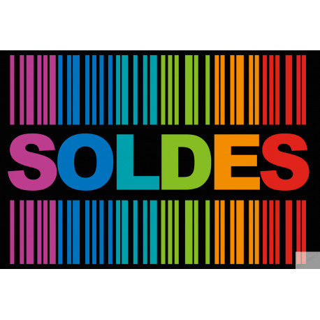 solde ambiance code barre noir - 30x20,5cm - Sticker/autocollant