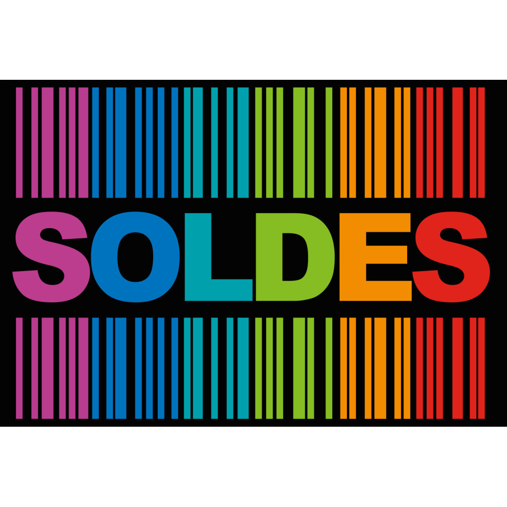 solde ambiance code barre noir - 15x10cm - Sticker/autocollant