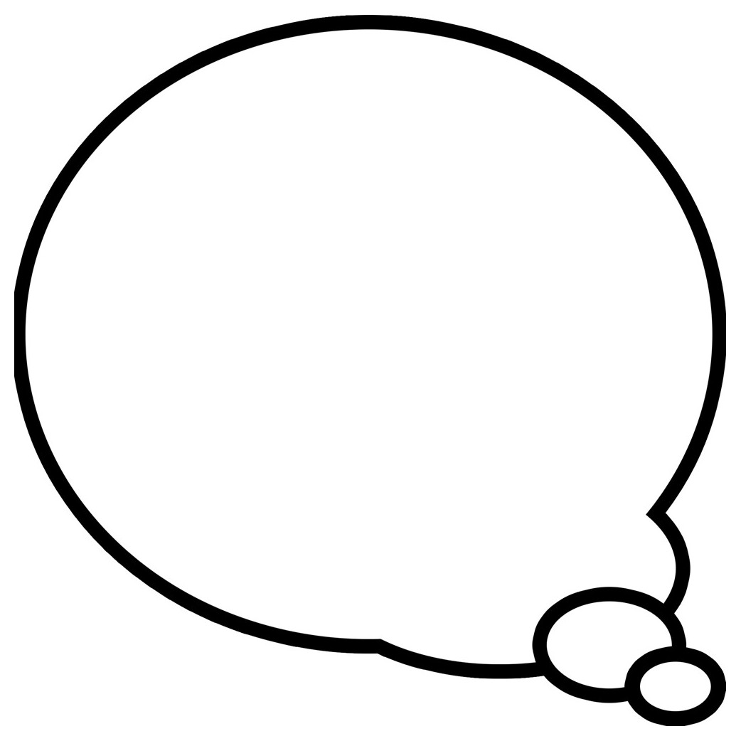 Bulles BD de pensée vers la droite - 10x10cm - Sticker/autocollant