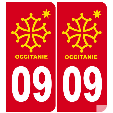 immatriculation 09 Occitanie - 2 stickers de 10,2x4,6cm - Sticker/autocollant