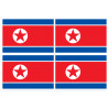 Drapeau Corée du Nord - 4 stickers - 9.5 x 6.3 cm - Sticker/autocollant