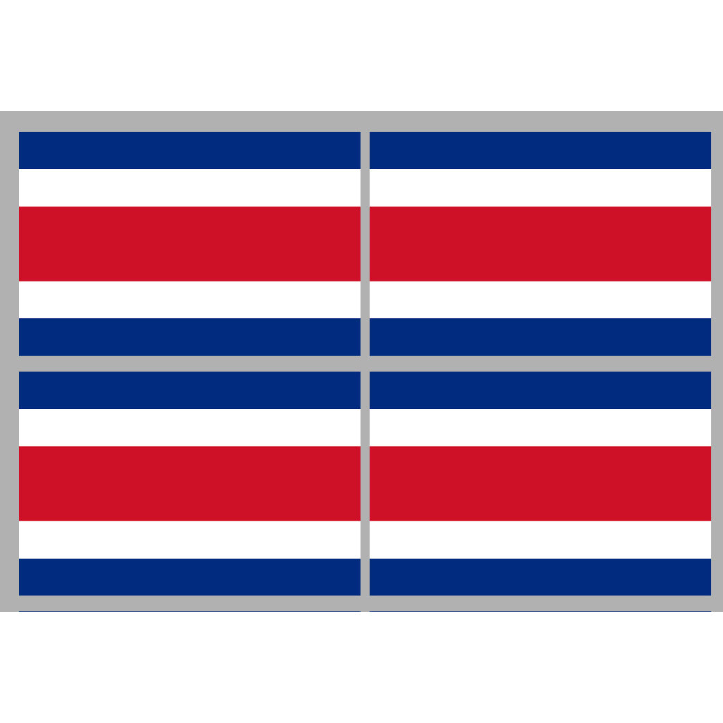 Drapeau Costa Rica - 4 stickers - 9.5 x 6.3 cm - Sticker/autocollant