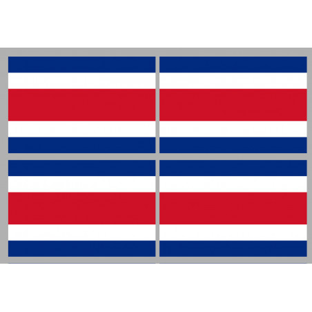 Drapeau Costa Rica - 4 stickers - 9.5 x 6.3 cm - Sticker/autocollant