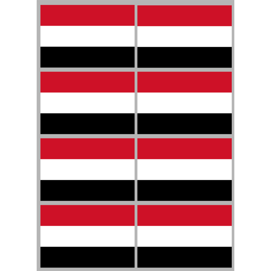 Drapeau Yémen - 8 stickers - 9.5 x 6.3 cm - Sticker/autocollant