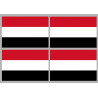 Drapeau Yémen - 4 stickers - 9.5 x 6.3 cm - Sticker/autocollant