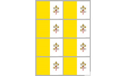 Drapeau Vatican - 8 stickers - 9.5 x 6.3 cm - Sticker/autocollant