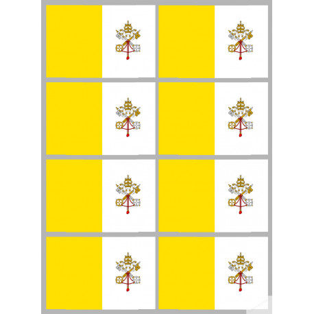 Drapeau Vatican - 8 stickers - 9.5 x 6.3 cm - Sticker/autocollant