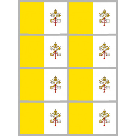 Drapeau Vatican - 8 stickers - 9.5 x 6.3 cm - Sticker/autocollant