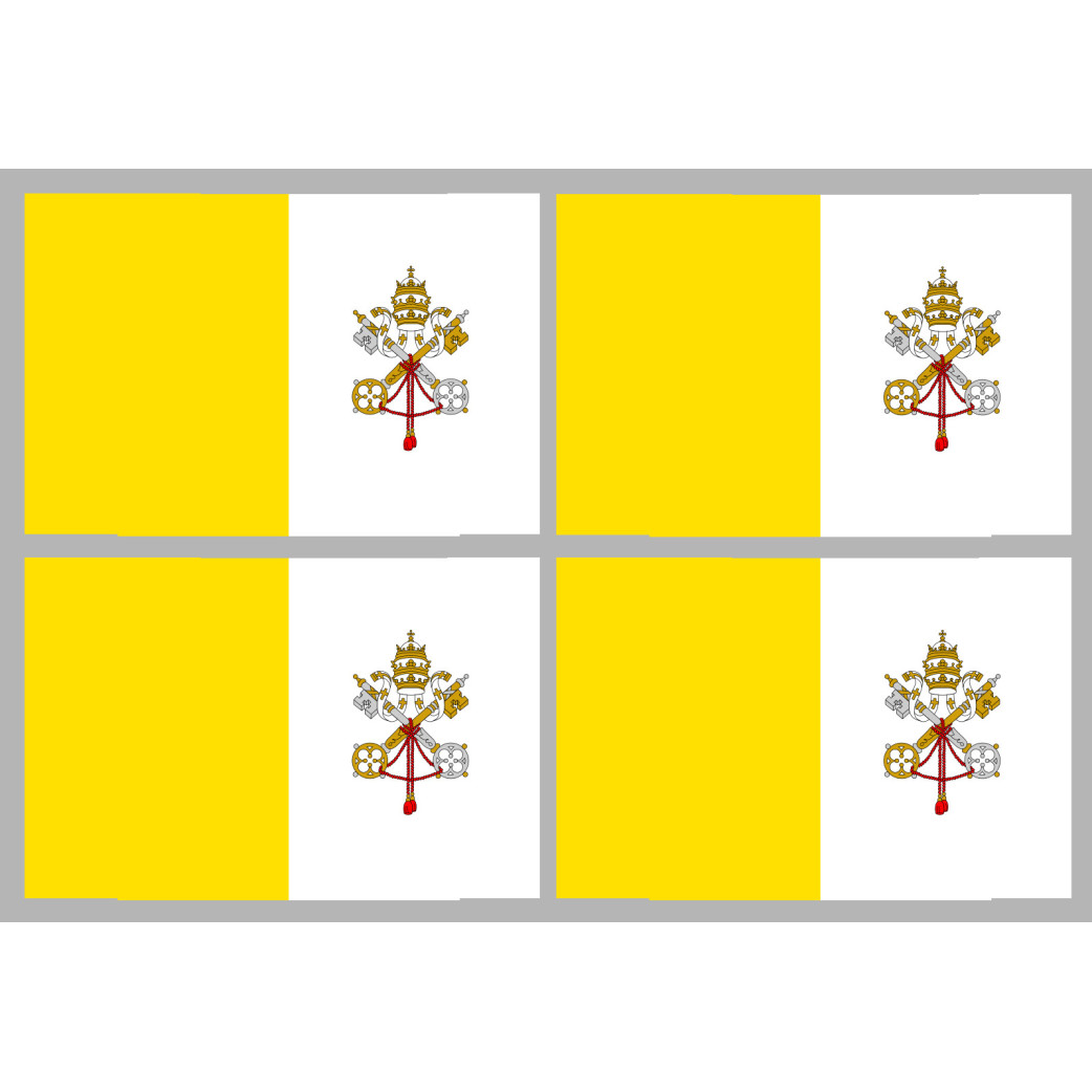 Drapeau Vatican - 4 stickers - 9.5 x 6.3 cm - Sticker/autocollant