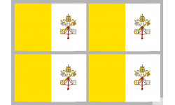 Drapeau Vatican - 4 stickers - 9.5 x 6.3 cm - Sticker/autocollant