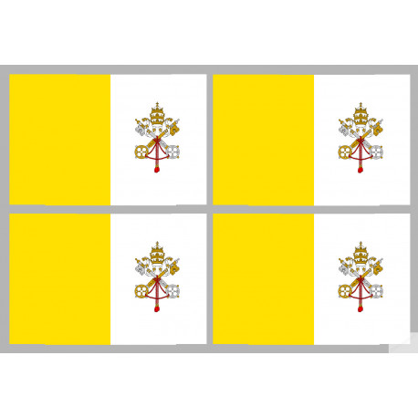 Drapeau Vatican - 4 stickers - 9.5 x 6.3 cm - Sticker/autocollant