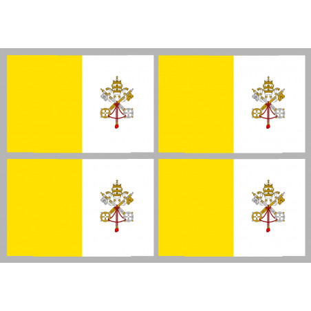 Drapeau Vatican - 4 stickers - 9.5 x 6.3 cm - Sticker/autocollant