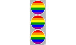  drapeau LGBT - 3 stickers de 9cm - Sticker/autocollant