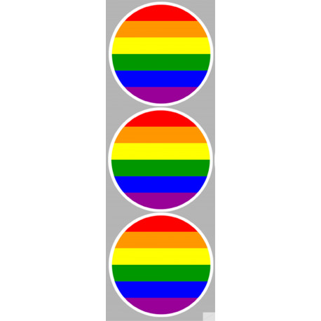  drapeau LGBT - 3 stickers de 9cm - Sticker/autocollant