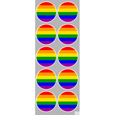  drapeau LGBT - 10 stickers de 5cm - Sticker/autocollant