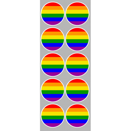  drapeau LGBT - 10 stickers de 5cm - Sticker/autocollant