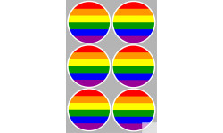  drapeau LGBT - 6 stickers de 9cm - Sticker/autocollant