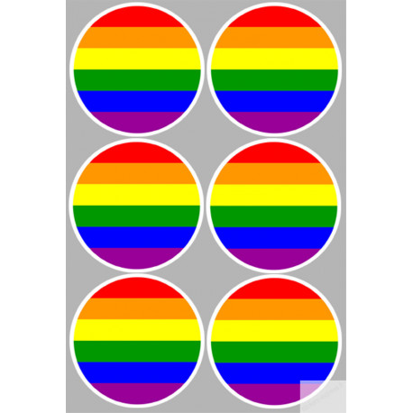  drapeau LGBT - 6 stickers de 9cm - Sticker/autocollant