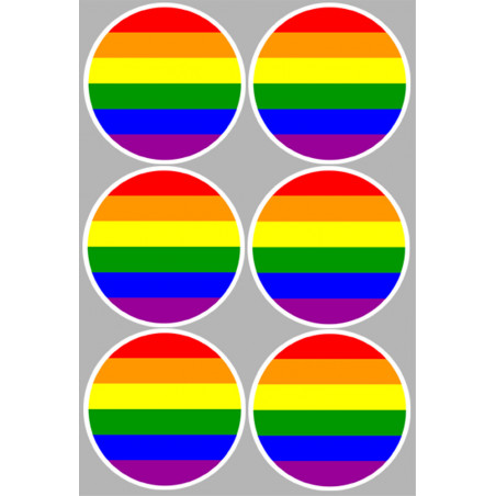  drapeau LGBT - 6 stickers de 9cm - Sticker/autocollant