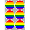  drapeau LGBT - 6 stickers de 9cm - Sticker/autocollant