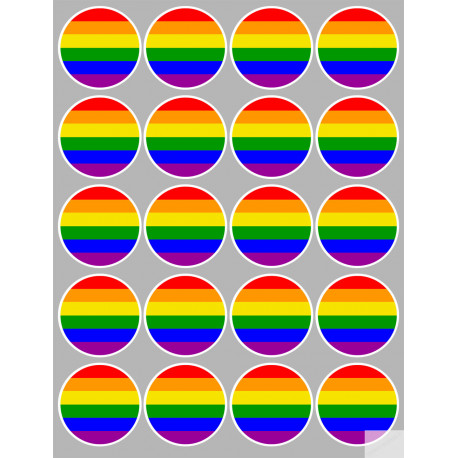  drapeau LGBT - 20 stickers de 5cm - Sticker/autocollant