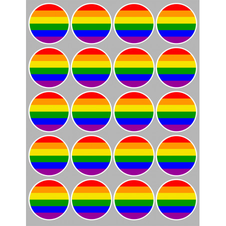  drapeau LGBT - 20 stickers de 5cm - Sticker/autocollant