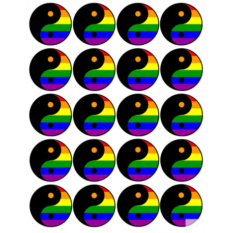 YIN YANG LGBT - 20 stickers de 5cm - Sticker/autocollant