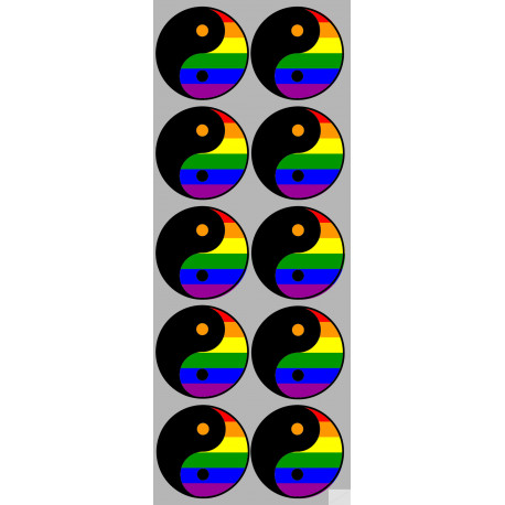 YIN YANG LGBT - 10 stickers de 5cm - Sticker/autocollant