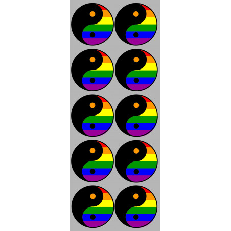 YIN YANG LGBT - 10 stickers de 5cm - Sticker/autocollant