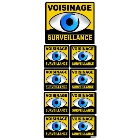 voisinage surveillance - 1fois 10cm - 8fois 5cm - Sticker/autocollant