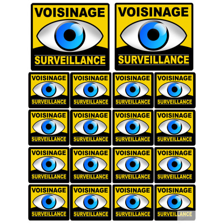 voisinage surveillance - 2fois 10cm - 16fois 5cm - Sticker/autocollant