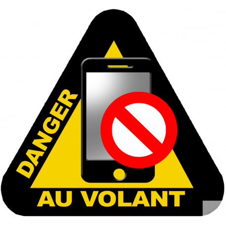 Smartphone - Danger au volant - 10x9.2cm - Sticker/autocollant