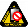 Smartphone - Danger au volant - 10x9.2cm - Sticker/autocollant