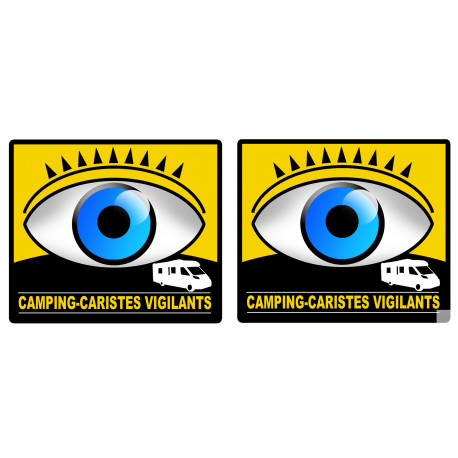 camping-caristes vigilants - 2 stickers de 10cm - Sticker/autocollant