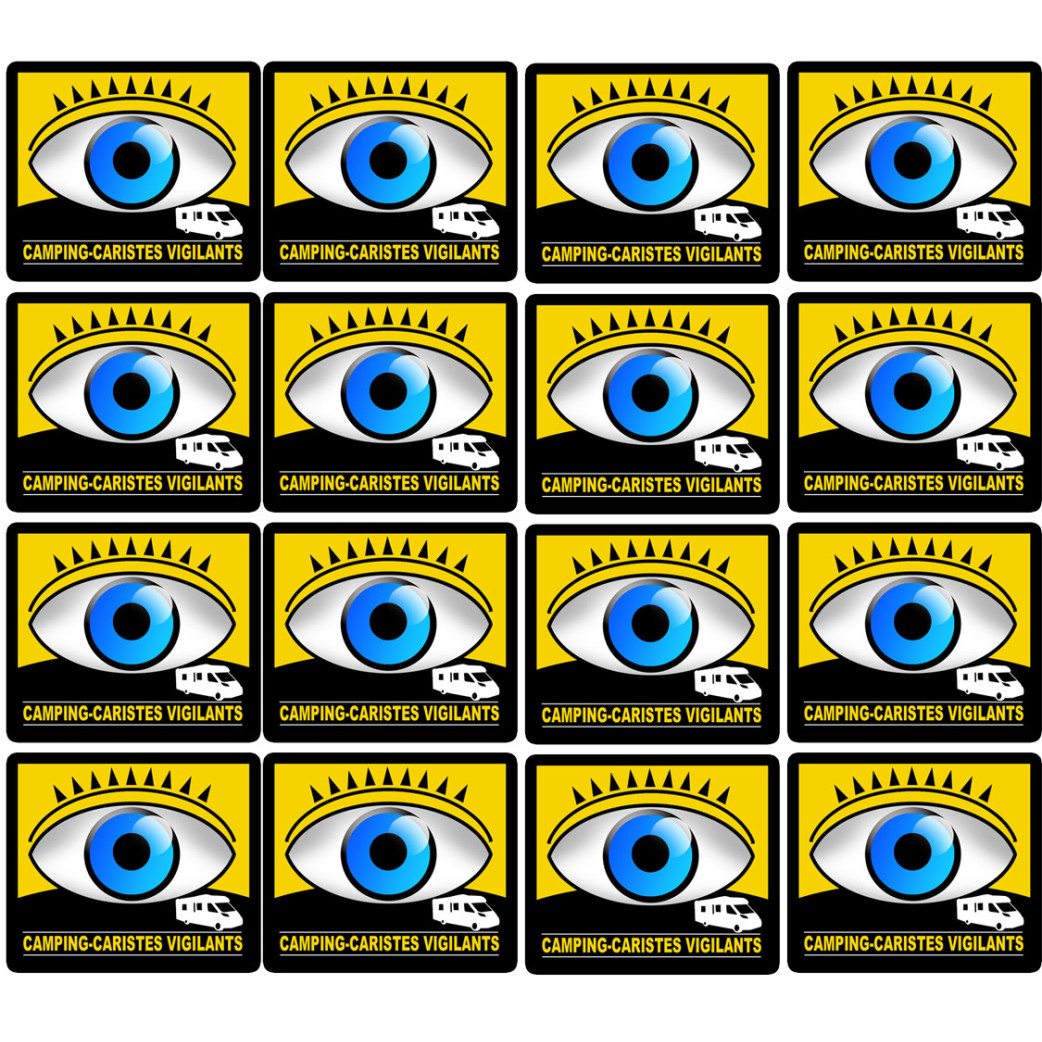 camping-caristes vigilants - 16 stickers 5cm - Sticker/autocollant
