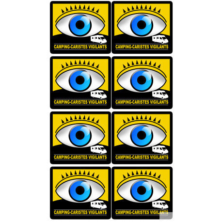 camping-caristes vigilants - 8 stickers 5cm - Sticker/autocollant