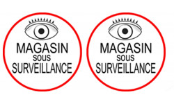 Magasin sous une surveillance - 2 stickers de 5x5cm - Sticker/autocollant