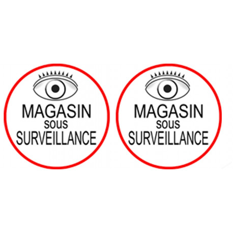 Magasin sous une surveillance - 2 stickers de 5x5cm - Sticker/autocollant