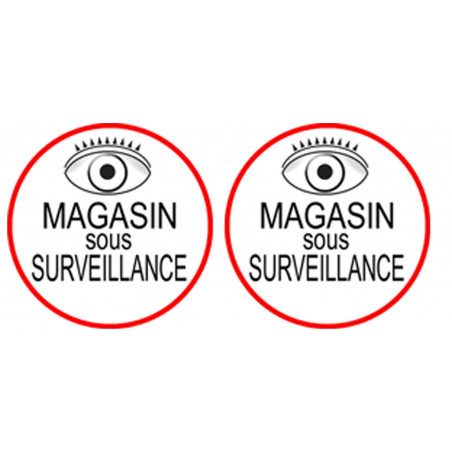 Magasin sous une surveillance - 2 stickers de 5x5cm - Sticker/autocollant