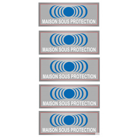 maison sous protection - 5 stickers de 7x2.5cm - Sticker/autocollant
