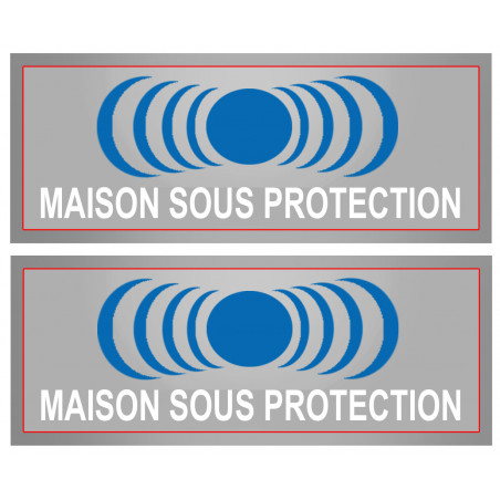 maison sous protection - 2 stickers de 15x6cm - Sticker/autocollant