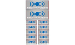 maison sous protection - 2 stickers de 15x6cm / 10 stickers de 7x2.5cm - Sticker/autocollant