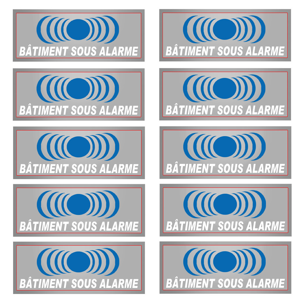 bâtiment sous protection - 10 stickers de 7x2.5cm - Sticker/autocollant
