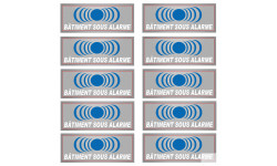 bâtiment sous protection - 10 stickers de 7x2.5cm - Sticker/autocollant