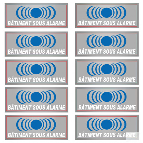 bâtiment sous protection - 10 stickers de 7x2.5cm - Sticker/autocollant