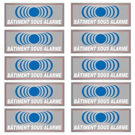 bâtiment sous protection - 10 stickers de 7x2.5cm - Sticker/autocollant